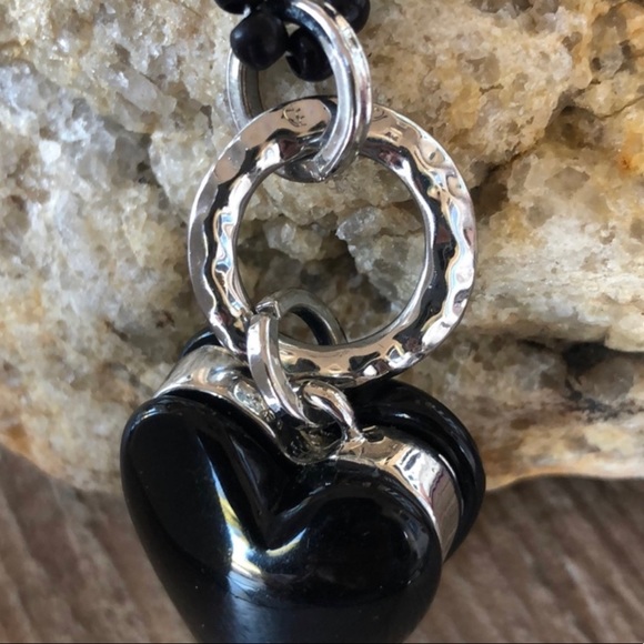 Black Heart Pendant Necklace 17.5 - 20.5 in - Picture 3 of 7